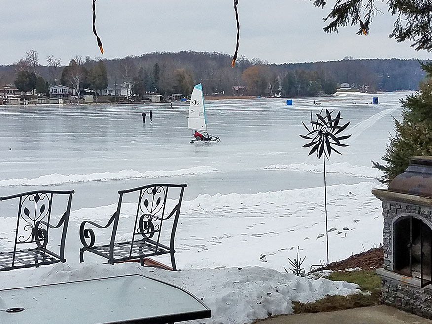 Ken Schuler with his winter sailboat