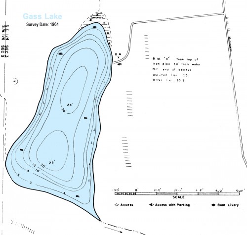 Gass Lake Bathymetric Map